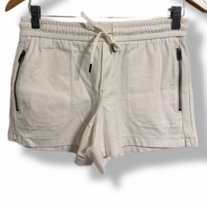 Athleta White Drawstring Shorts Zip Pockets Lounge Athletic Size 2 Farallon